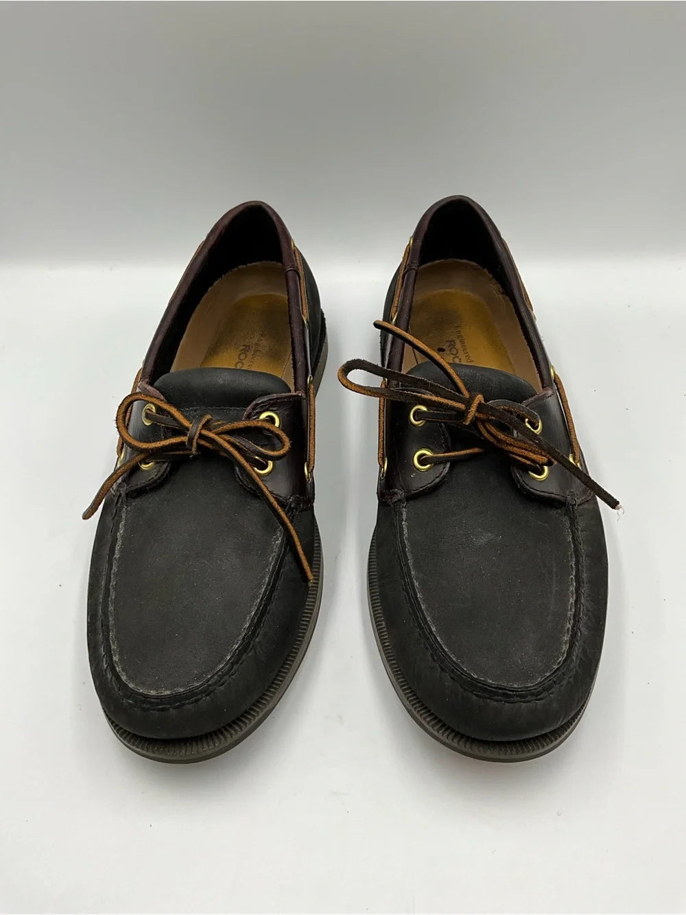 Rockport Boat Shoe Size 10.5 Black and Brown Leather Boat Shoes